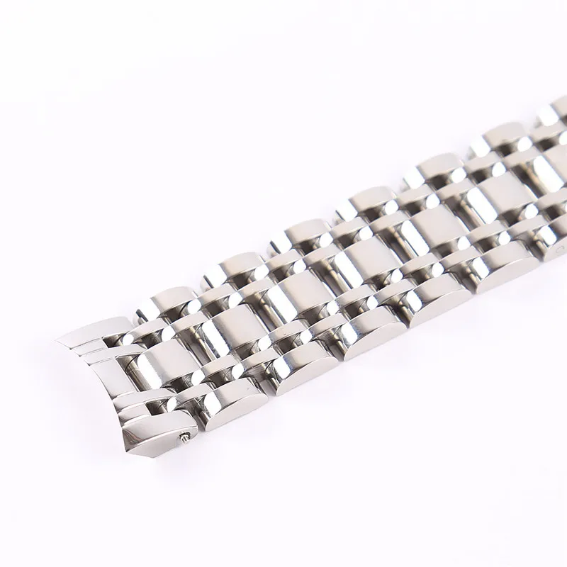 Silver Stainless Steel Solid Links Watch Band Strap Bracelet Curved End / Arc Degree 20mm