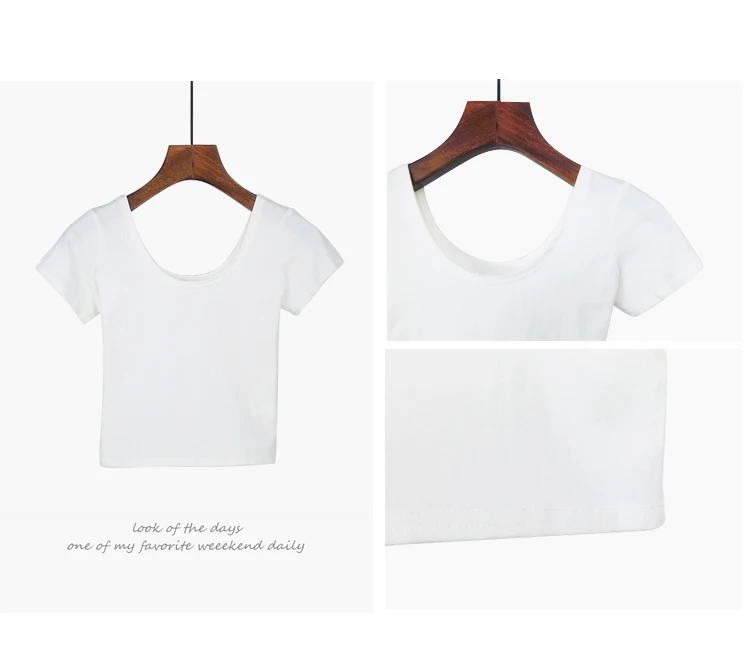 Women's Sexy U-Neck Short Sleeve T-Shirt White
