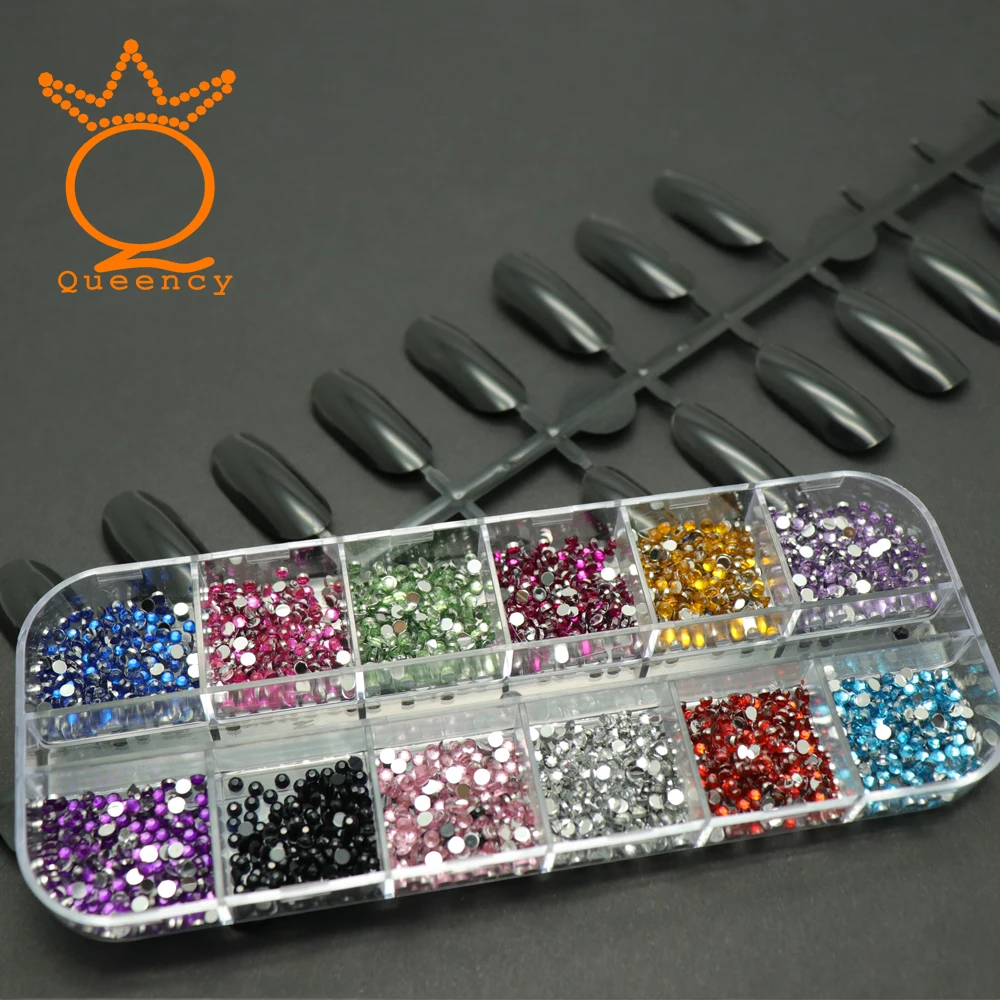 Разноцветные 12 коробок плоские с оборота акриловые наклейки из страз украшения для ногтей блестки 3D драгоценные камни хрустальные стразы аксессуары для ногтей