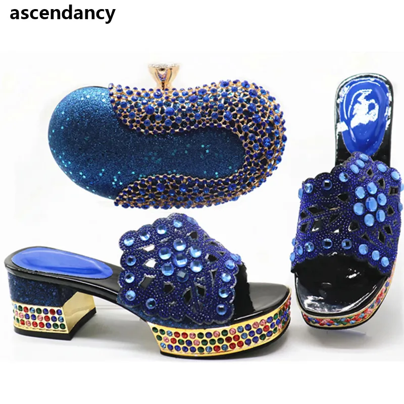 

Italian Ladies Shoes and Bags To Match Set Decorated with Rhinestone Matching Shoes and Bag Set for Wedding Elegant Crystal Shoe