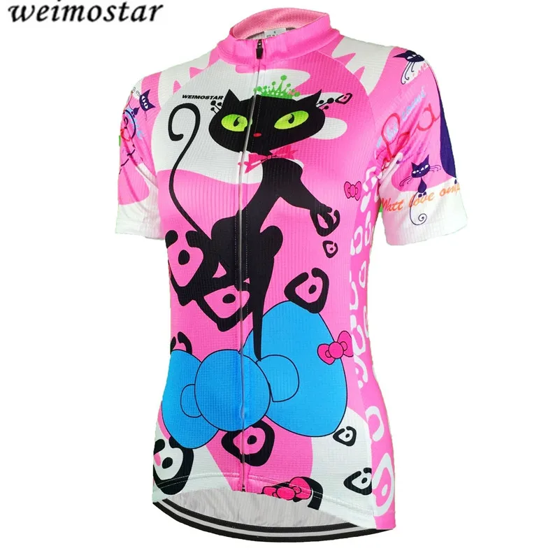 Weimostar Women's Pink MTB Bike Jersey Top Cycling Clothing Short
