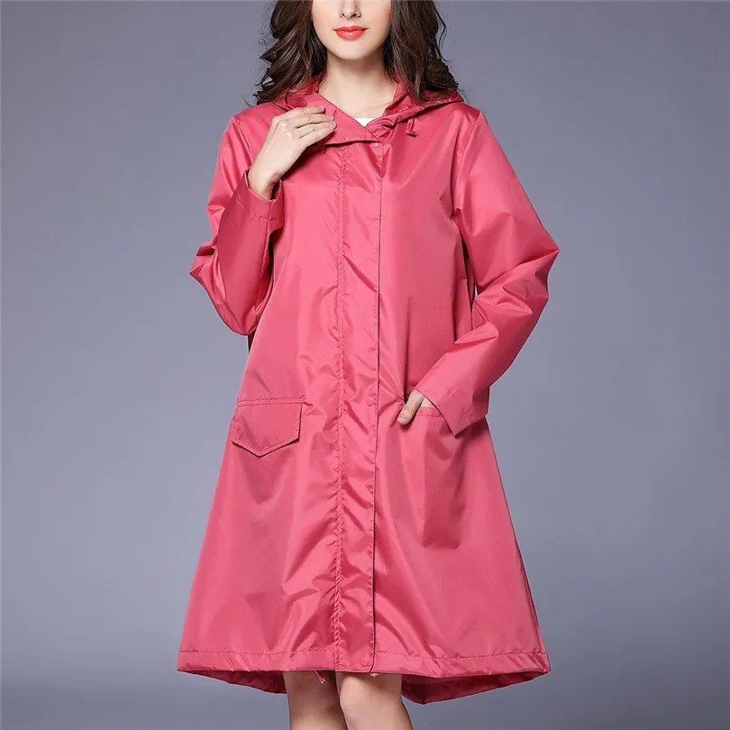 New Fashion Women Rain Solid Jacket Outdoor Waterproof hooded Coat windbreaker Windproof Coat Outwear Raincoat poncho #E15 (33)