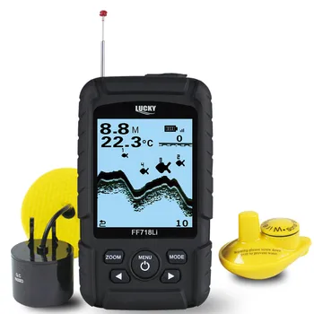 

LUCKY 328ft /100m depth Fishfinder Sonar Transducer 2-in-1 Wired & Wireless Sensor Portable Waterproof Fish Finder FF718Li