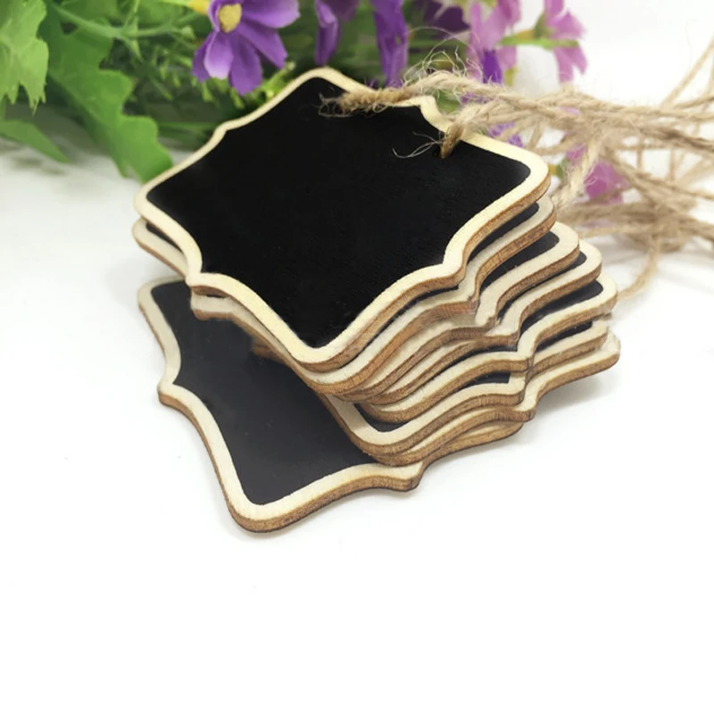 

10pcs Mini Wooden Small Blackboard Chalk Tag Signs - Hanging Chalk Boards for Note Taking, Parties decoration, Buffets