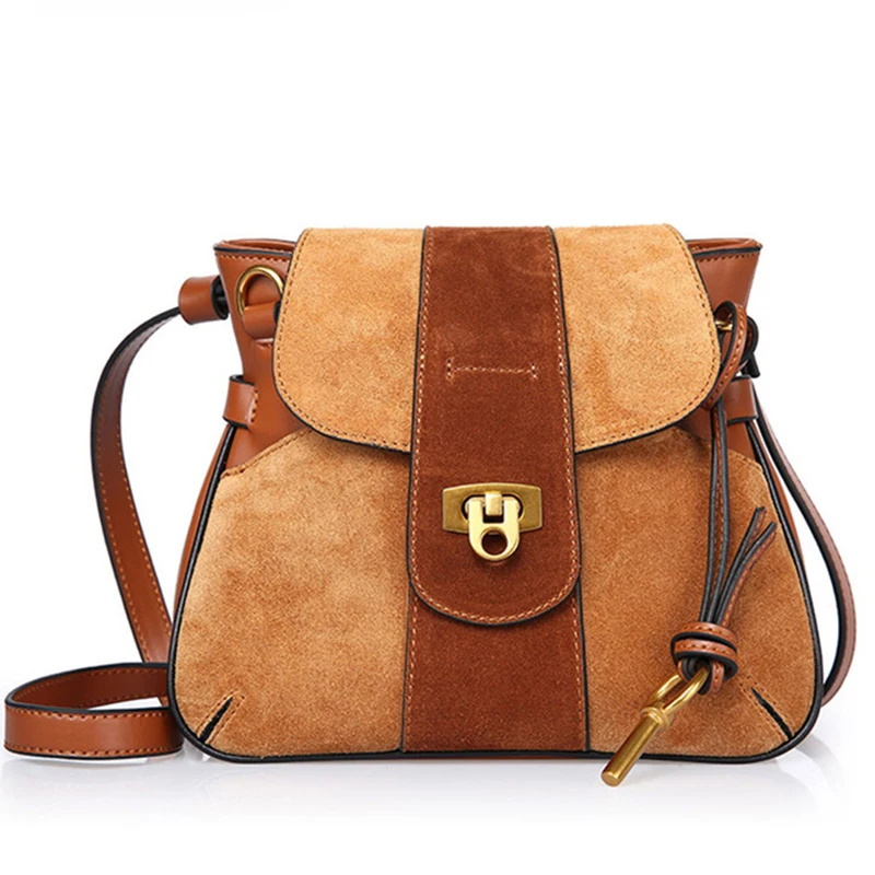 

Genuine Leather Women Handbags High Quality Shoulder Bag Female 2019 Lady's Messenger Bags Cotton Nubuck Women Bags Flap WBS076