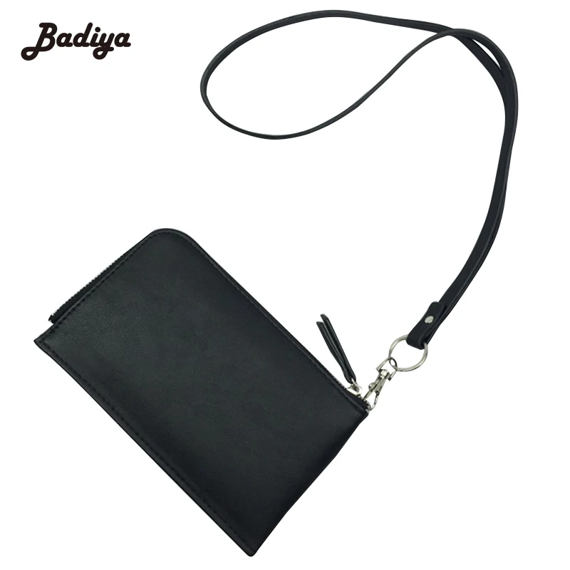 

Fashion Card Holder Hanging Neck Purse For Woman 2017 Korean Style Soft PU Leather Zipper Women Wallet Wrist Strap Phone Pocket