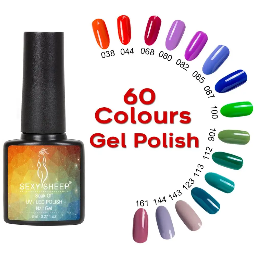 8ML Gel Nail Polish Colorful UV Gel Soak Off Gel Polish Semi-Permanent Varnish Red Black Gray Green Nail Color Manicure Nail Art