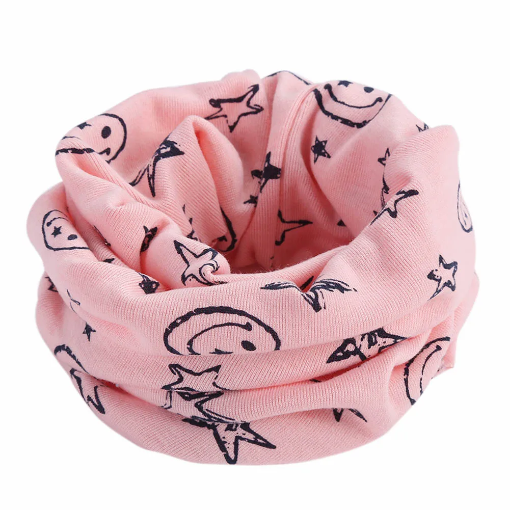 Children Kids Scarf Scarves Warm Loops Neckerchief Smile Face Stars For Winter SSA-19ING - Цвет: Розовый