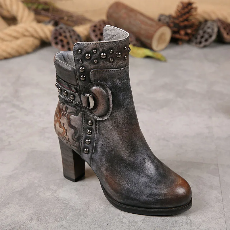 

Autumn and winter new Martin boots leather boots women's fashion casual high-heeled boots