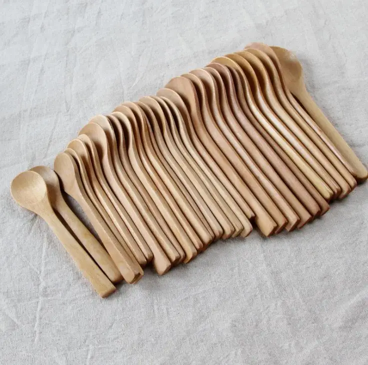 Newest Solide Feeding Small Wooden Kid Baby soup Spoon 12.5*2.7cm Free Shipping SN757 | Дом и сад