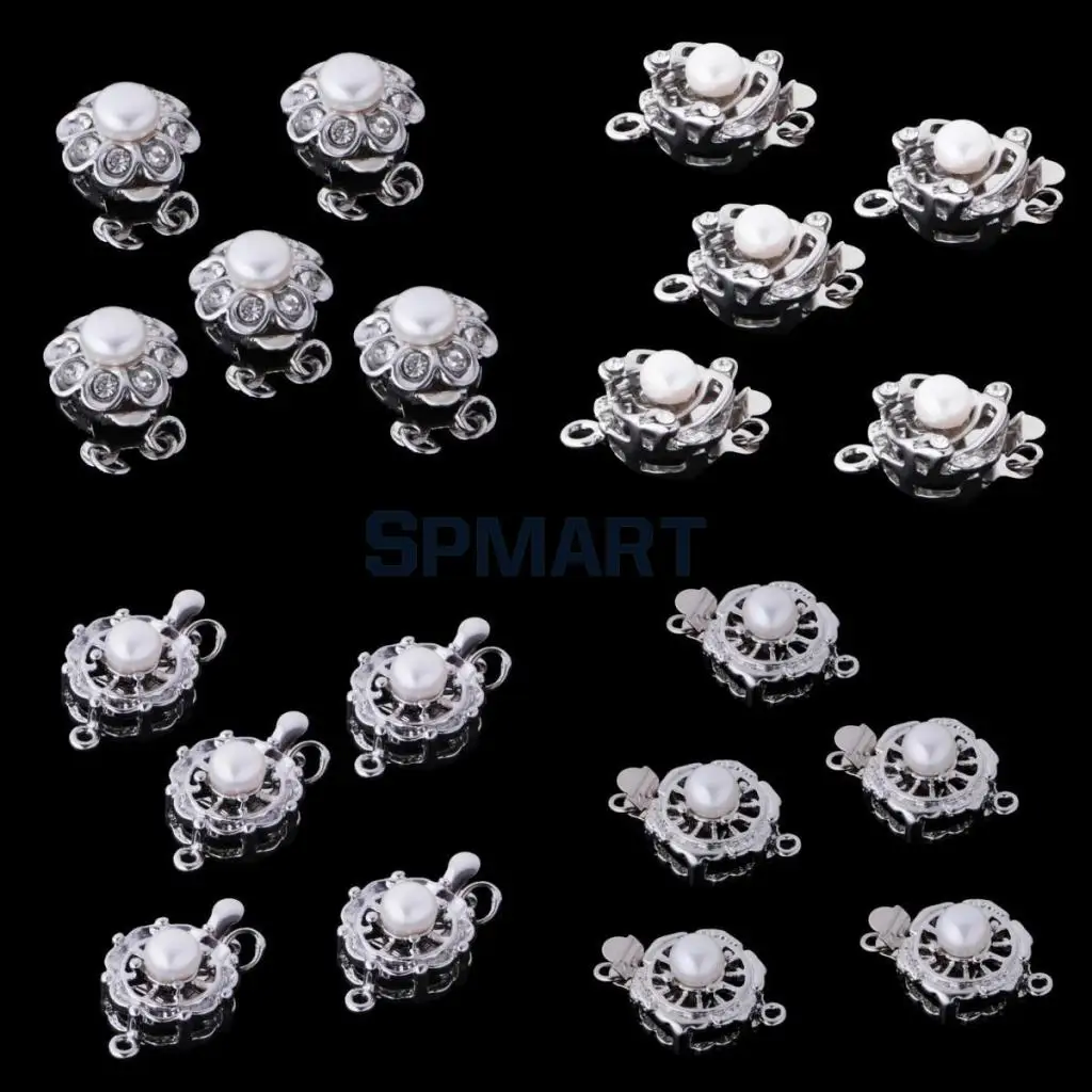 

5 Pieces Crystal Pearl Jewelry Clasps Connector for DIY Bracelet Necklace Hook