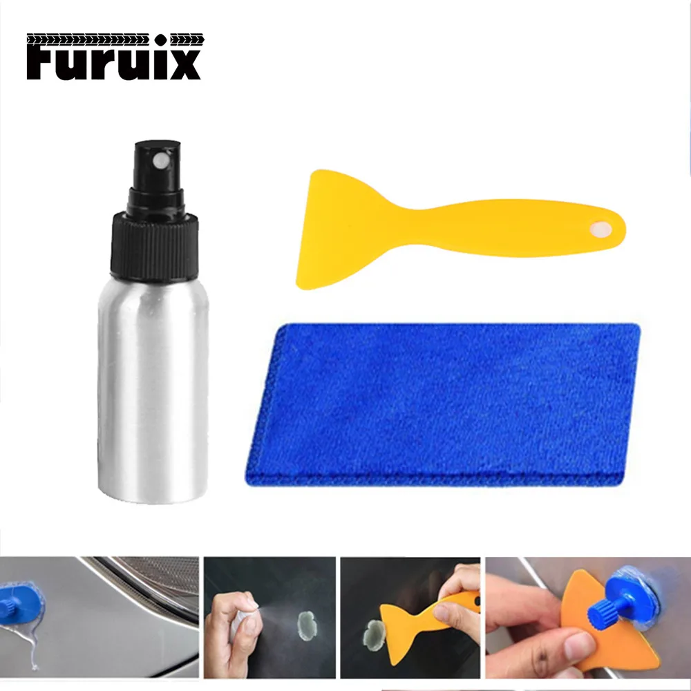 FURUIX PDR Инструменты для удаления вмятин, пластиковый скребок для удаления клея с кузова автомобиля с тряпичной спиртовой бутылкой для удаления кремния