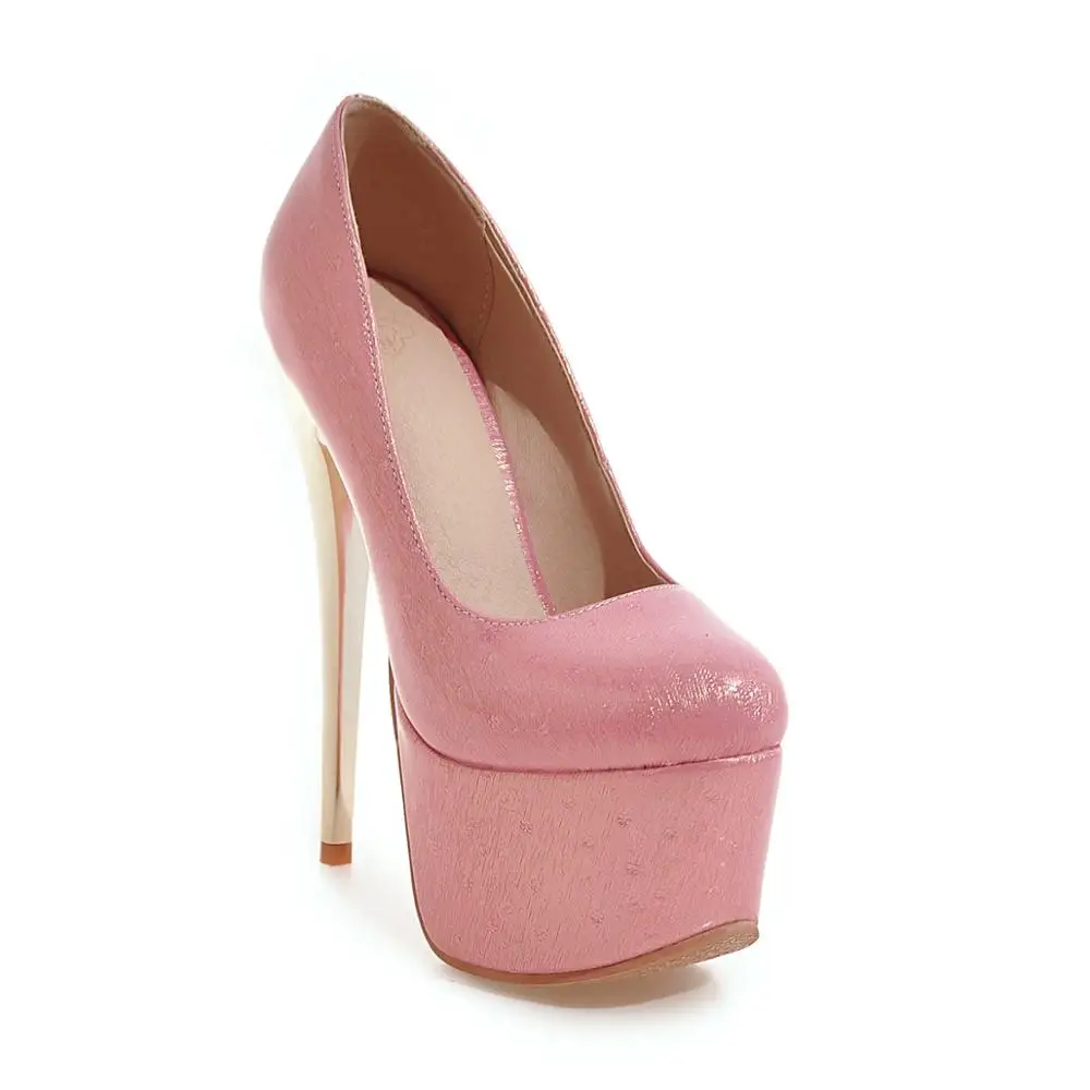 Г. Большой размер 30-48, распродажа, Новая модная женская обувь пикантные женские свадебные туфли на высоком каблуке с круглым носком из водонепроницаемого материала вечерние Y-32 - Цвет: Розовый