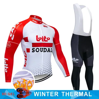 

2019 Pro Team LOTTO Cycling Jersey 9D Bib Set MTB Uniform Bike Clothing Mens Winter Thermal Fleece Bicycle Clothes Cycling Wear