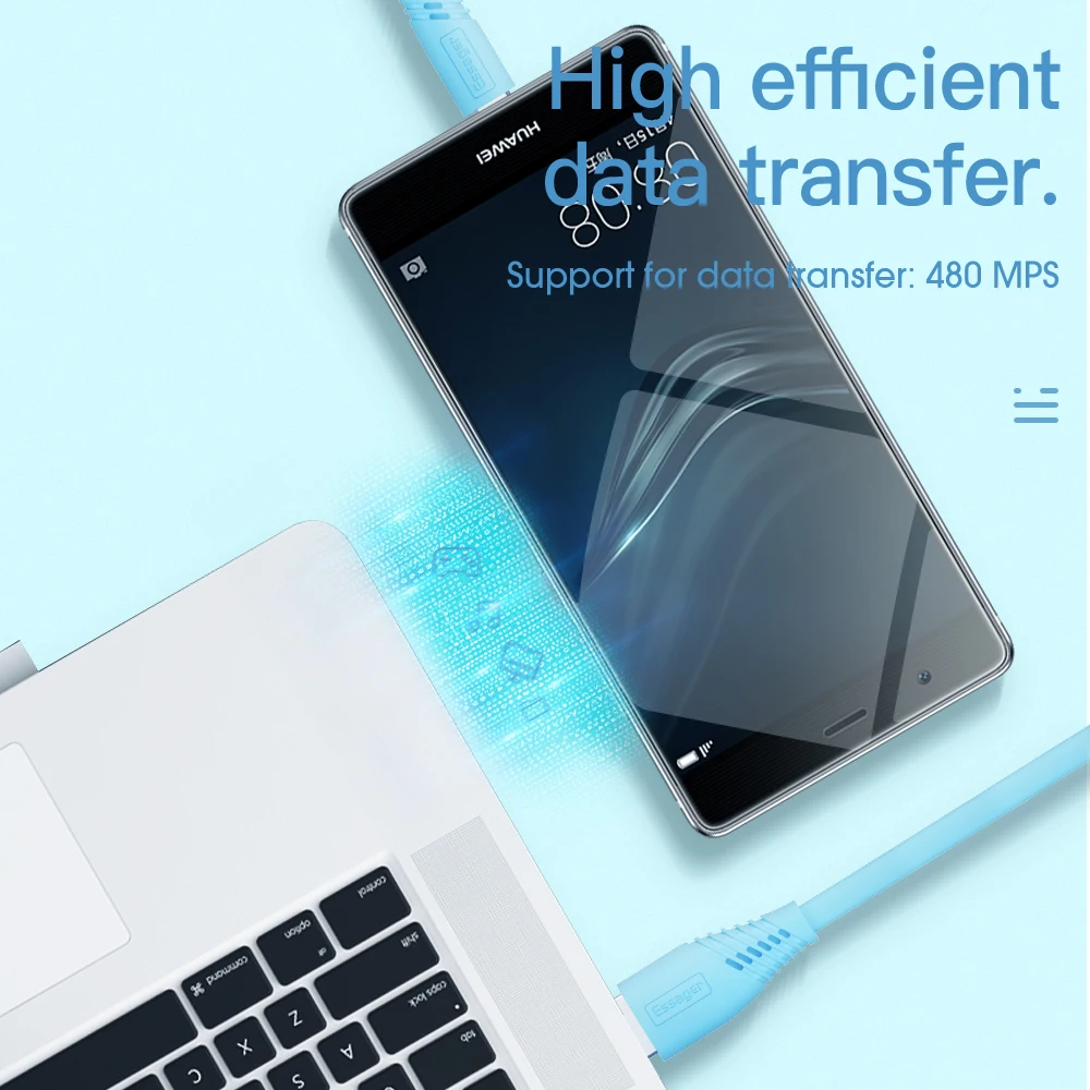 Плоский кабель Essager USB Type C для Samsung Xiaomi Huawei 1 м 2 синхронизации данных и зарядки Шнур