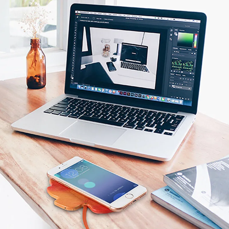 

New Hot Wireless Charger Smart Maple Shape Fast Wireless Charging Stand for Mobile Phone NV99