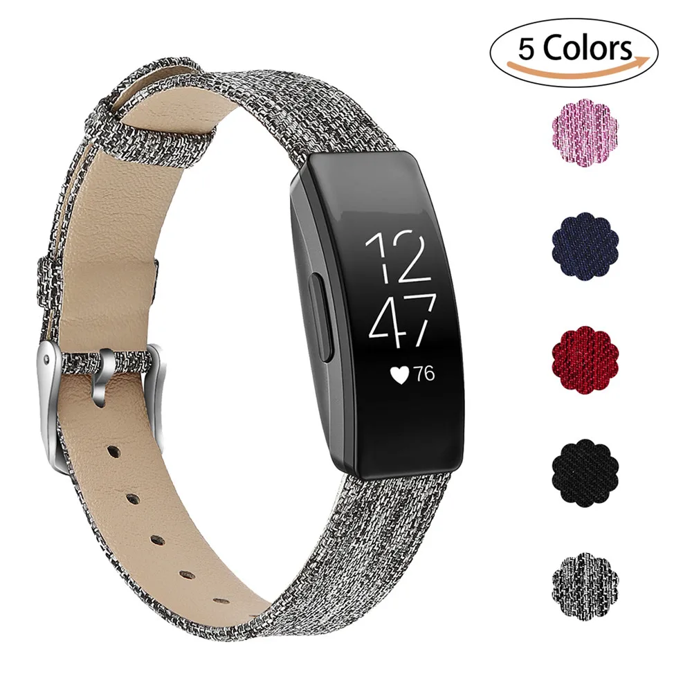 Холст кожаный браслет ремешок для Fitbit Inspire/Inspire HR Smartwatch Замена нейлоновая
