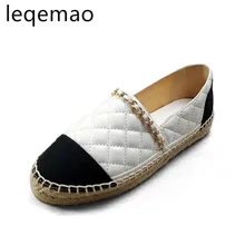 Spring Autumn Comfortable Women Espadrilles Genuine Leather Flats Chain Woman Casual Loafers High Quality Shoes Big Size 34-42 Spring Autumn Comfortable Women Espadrilles Genuine Leather Flats Chain Woman Casual Loafers High Quality Shoes Big Size 34-42