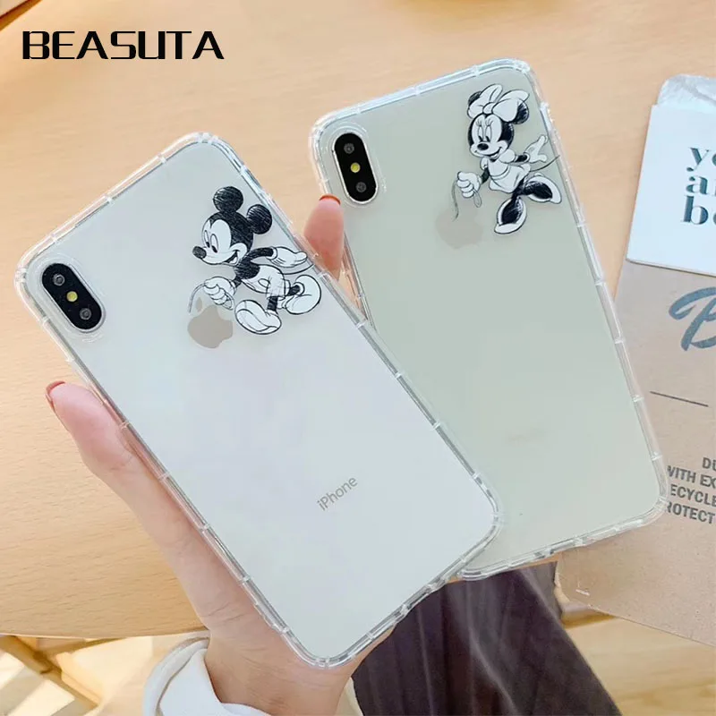 

Sketch painting Mickey Minnie Mouse Coque soft TPU Transparent Case For iPhone X 6 6s 8 7 Plus Cover For iPhone XS MAX case