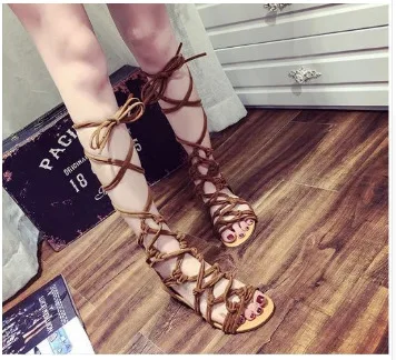 

Aleafalling Breathable Summer Boots Soft Cross-tie Trend Mid-calf Casual Hollow Out Vacation Shoes Injection Shoes Size 35-43