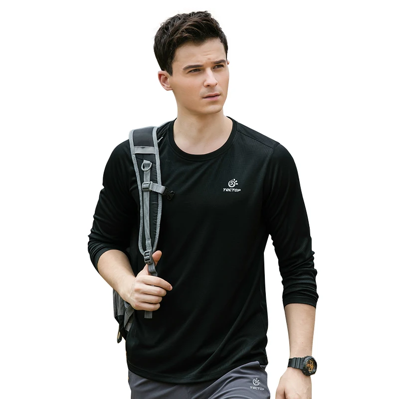 

Tectop Outdoor Sport Spring Autumn Men Quick Dry Long-sleeve O-neck T-shirts Male Elastic Breathable Fast Dry Hiking Tees S-3XL