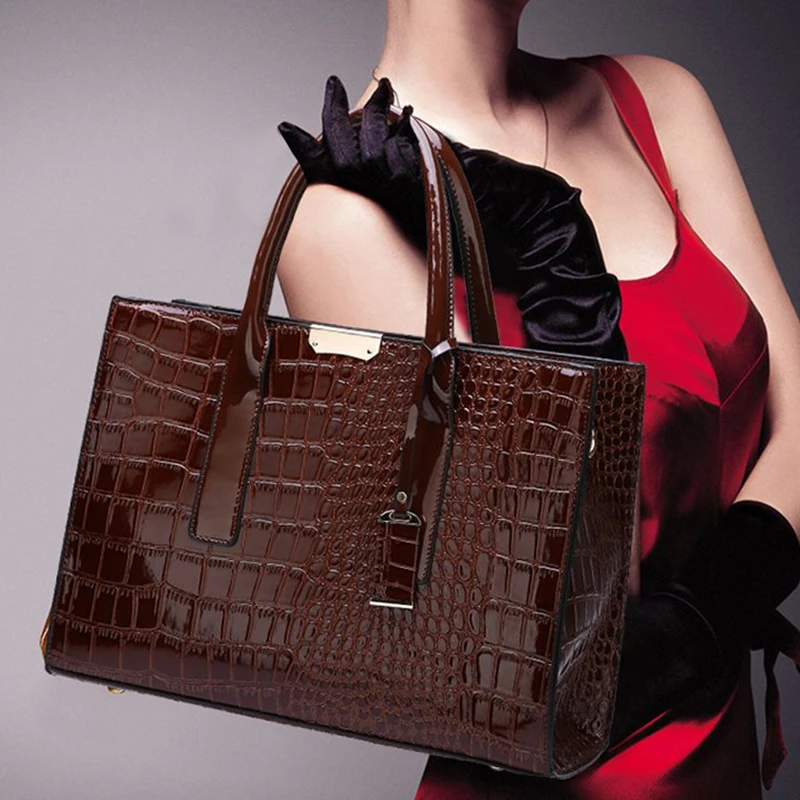 Женские сумки на плечо с узором «крокодиловая кожа», женская сумка через плечо, модная дизайнерская Высококачественная кожаная сумка на молнии с несколькими карманами