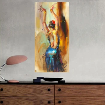 

Modern Abstract Figure Oil Paintings 100% Handed On Canvas Dancer Lady Wall Art Pictures For Living Room 16X36 inch