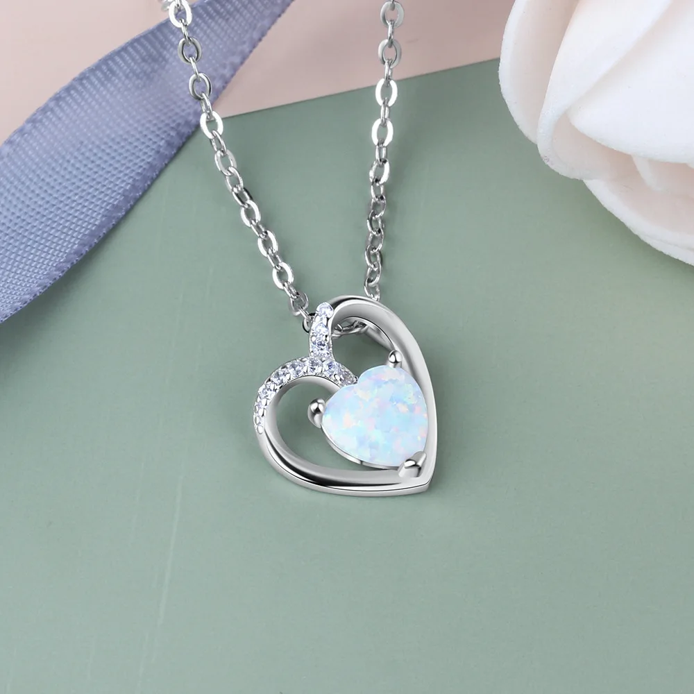 

High quality fashion S925 silver necklace heart-shaped zircon necklace for couples gift LS309