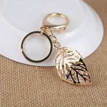 Crystal Rhinestone Leaves Keyrings Key Chains Holder Purse Bag For Car christmas Gift Keychains Jewelry AZL-683