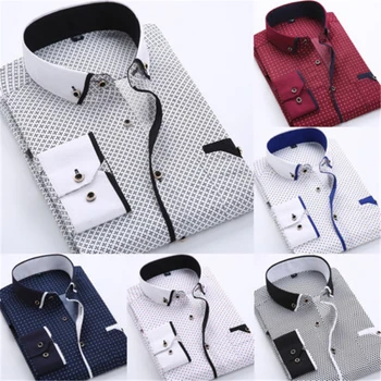 

New Fashion Mens Slim Fit Top Long Sleeve Button Dress Shirts Casual Turn-down Collar Shirts