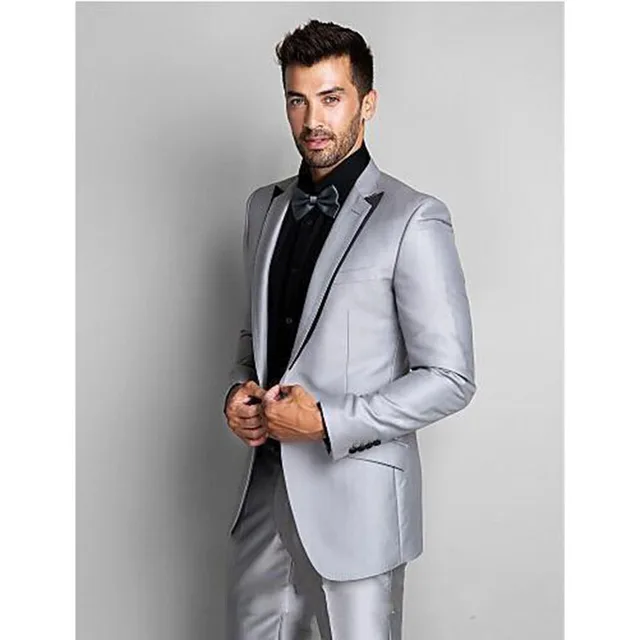 2017 tailored shinny silver mens cool suits groom men wedding