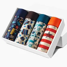 4 шт./компл. Мужское нижнее белье, сексуальные модальные трусы-боксеры с изображением для Для мужчин трусы-шорты c выпуклой частью для мужчин пух Для мужчин трусы, плавки для мальчика с принтом «шорты с принтом удобные нижнее белье мужские трусы-боксёры Лот