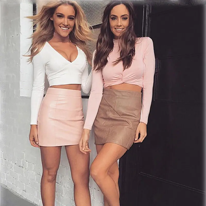 

Women Sexy Skirts Fashion Ladies Polyurethane PU Leather Skirt Vestidos High Waist Pencil Bodycon Clubwear Short Mini Skirt