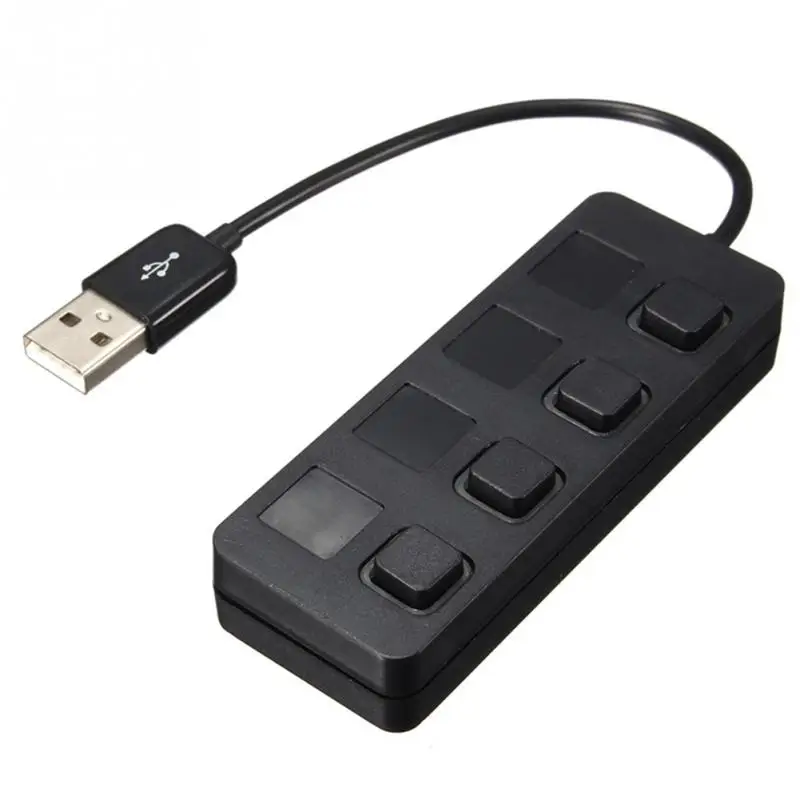 

1 To 4 USB 2.0 Hub, Push-Button Switch Type USB Hub USB Data Transmission Charging Hub Black White