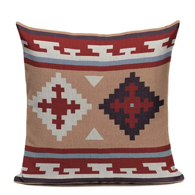 Высококачественная цифровая печать синий красный турецкий этнический килим Алмазный Узор наволочка для подушки Чехол для дивана украшение дома