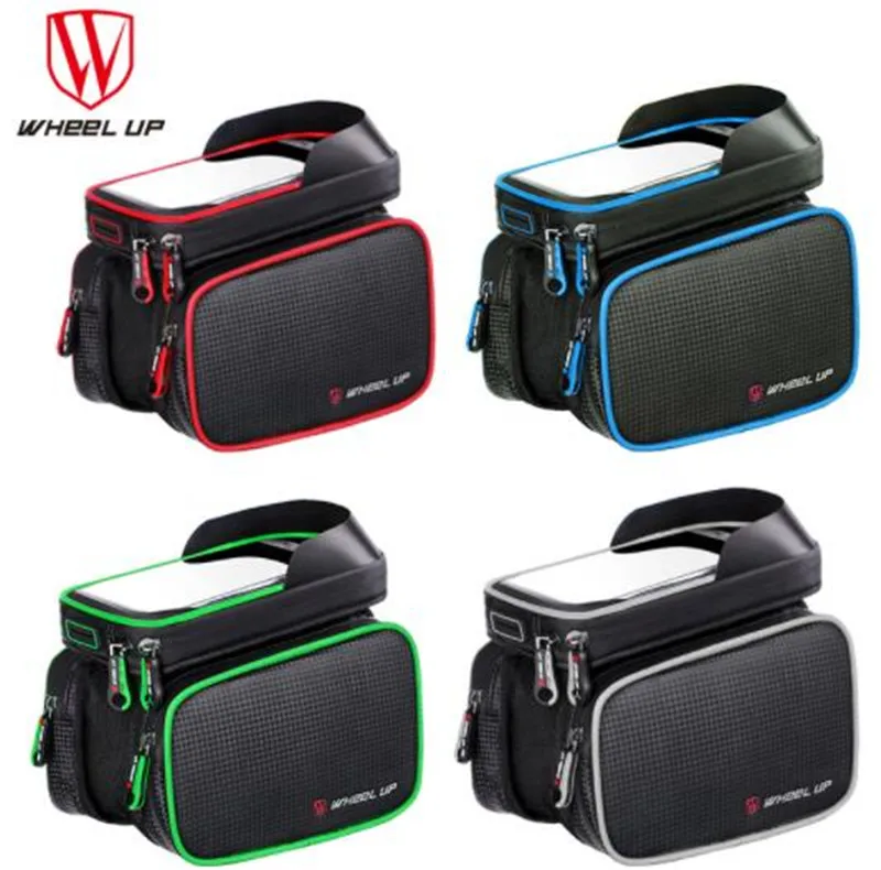 WHEEL UP 6.2 Inch Waterproof TPU Touch Screen Bike Bags MTB Road Bicycle Front Frame Top Tube Bag Cell Phone Bicycle Cycling Bag