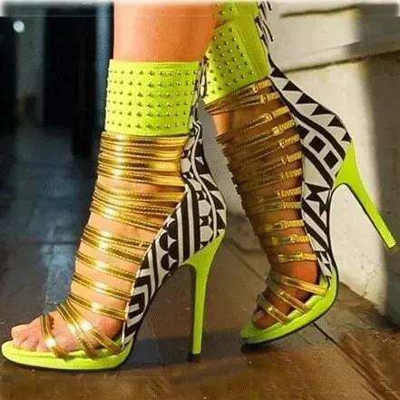 

Newest mixed colors leather sandal sexy open toe gladiator sandal boots summer cut-outs high heel sandal