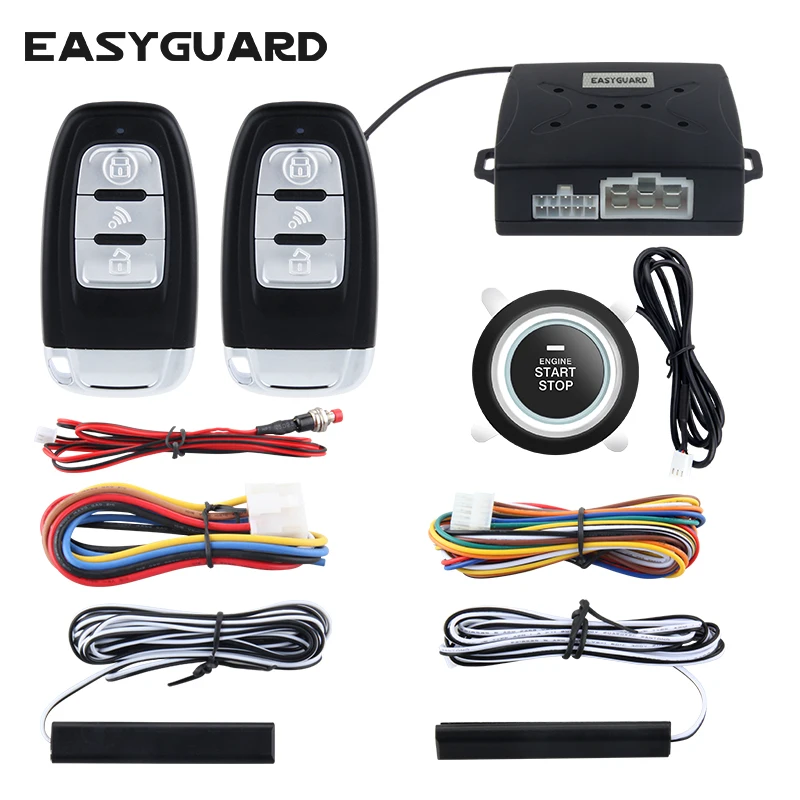 Quality EASYGUARD universal pke car alarm system passive keyless entry and push button start/stop remote engine start dc12V Quality EASYGUARD universal pke car alarm system passive keyless entry and push button start/stop remote engine start dc12V