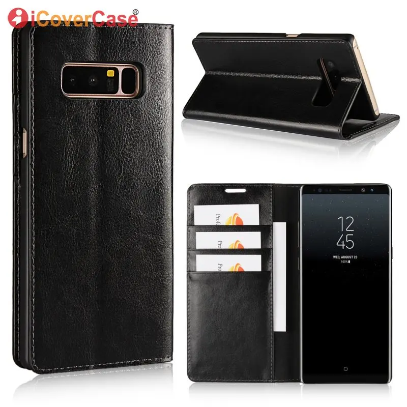 Genuine Leather Cases For Samsung Galaxy Note 8 Wallet Cover Luxury