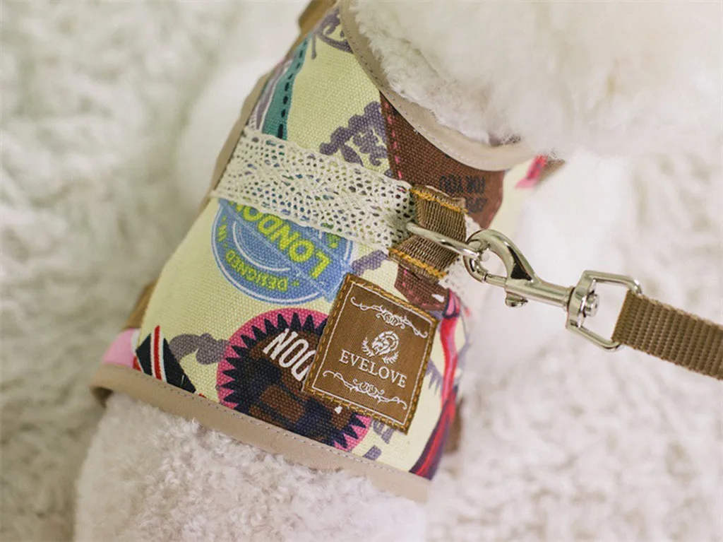 

HOT Sale Household items Fashion Adjustable Pet Dog Breathable Traction Printing Chest Strap With Dogs convenient and practical
