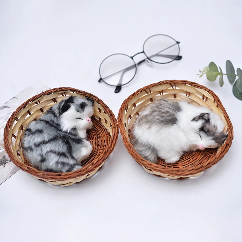 Имитация спящих кошек плюшевые игрушки милые животные кукла корзина для обуви