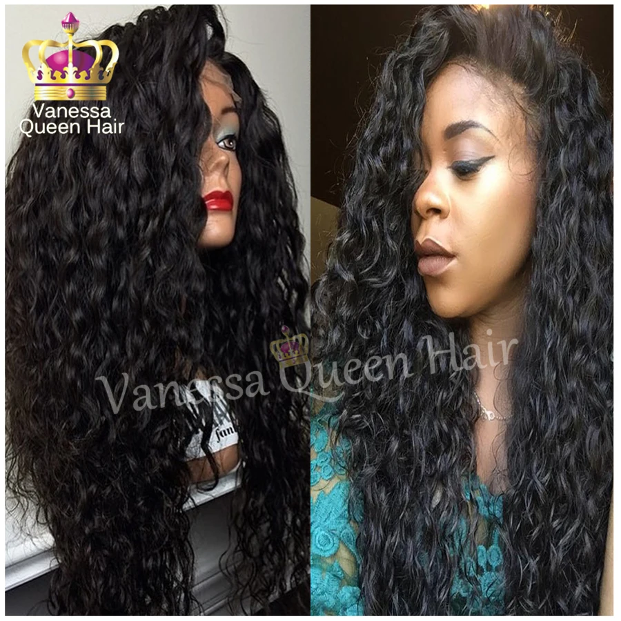 

2015 New Top Quality Loose Curly Wigs Synthetic Lace Front Wigs 180% Density Black Color Heat Resistant Synthetic Hair Wigs