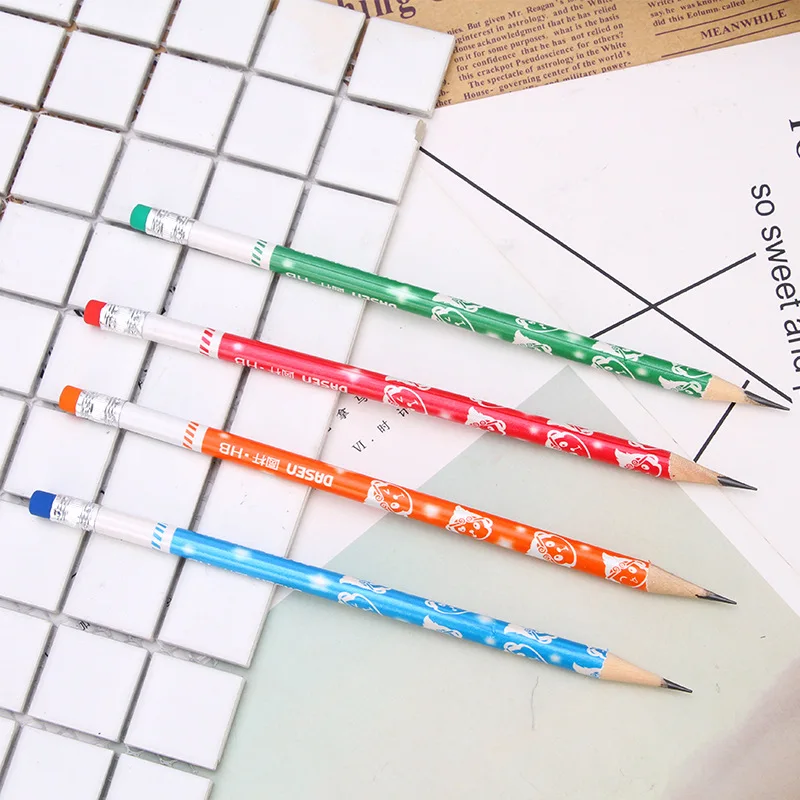 12pcs/set HB Triangle lever wooden standard pencils paper box package school student writing stationery TW647 | Канцтовары для