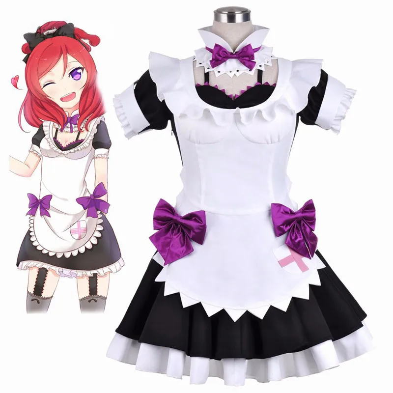 

Ainclu, бесплатная доставка, взрослый ребенок, любимая живая! Костюмы для косплея горничной Nishikino Mak, аниме костюм на Рождество, изготовленные на заказ