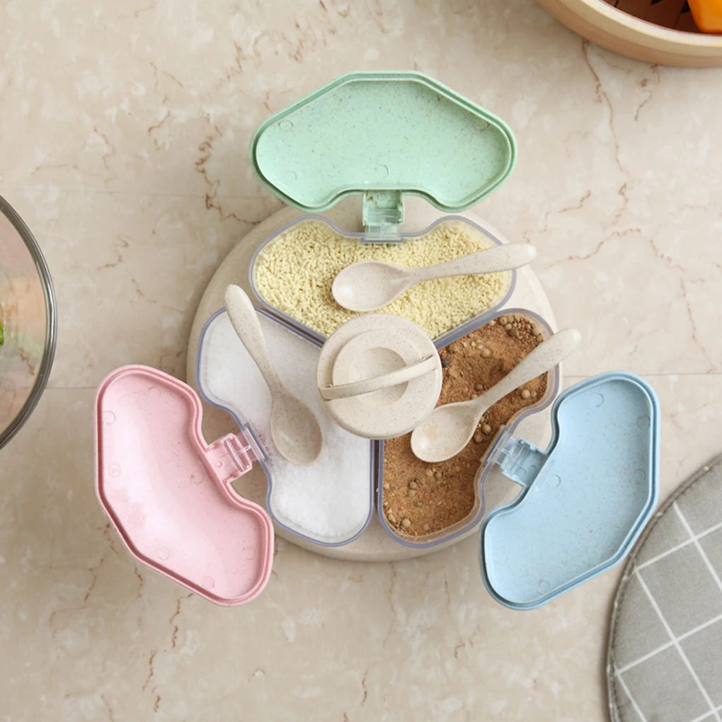 

Kitchen Storage Containers Seasoning Box Combination Plastic Spice Jar Spoon Cooking Tools Seasoning Bottle