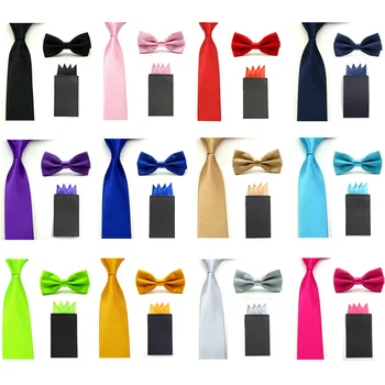 

Men's Solid Bow Tie Skinny 5CM Necktie With Handkerchief Pocket Square Set SETBW0031