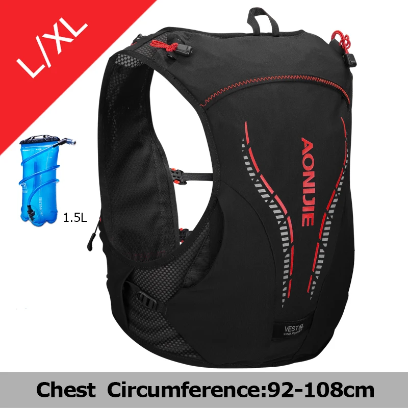 AONIJIE C950 5L легкий рюкзак гидратационный рюкзак сумка Жилет Жгут водный Пузырь Туризм бег марафон гонки - Цвет: LXL Black Red 1.5L