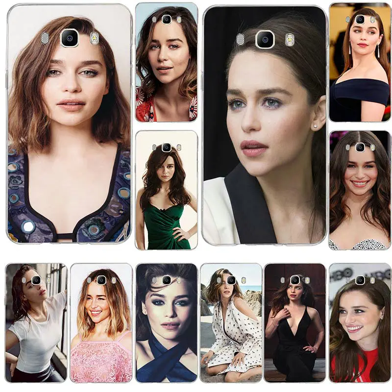 

For Coque Samsung Galaxy J1 J2 J3 J5 J7 A3 A5 A7 2016 2017 Cover Soft TPU Silicone Phone Cover Emilia Clarke New Personalized