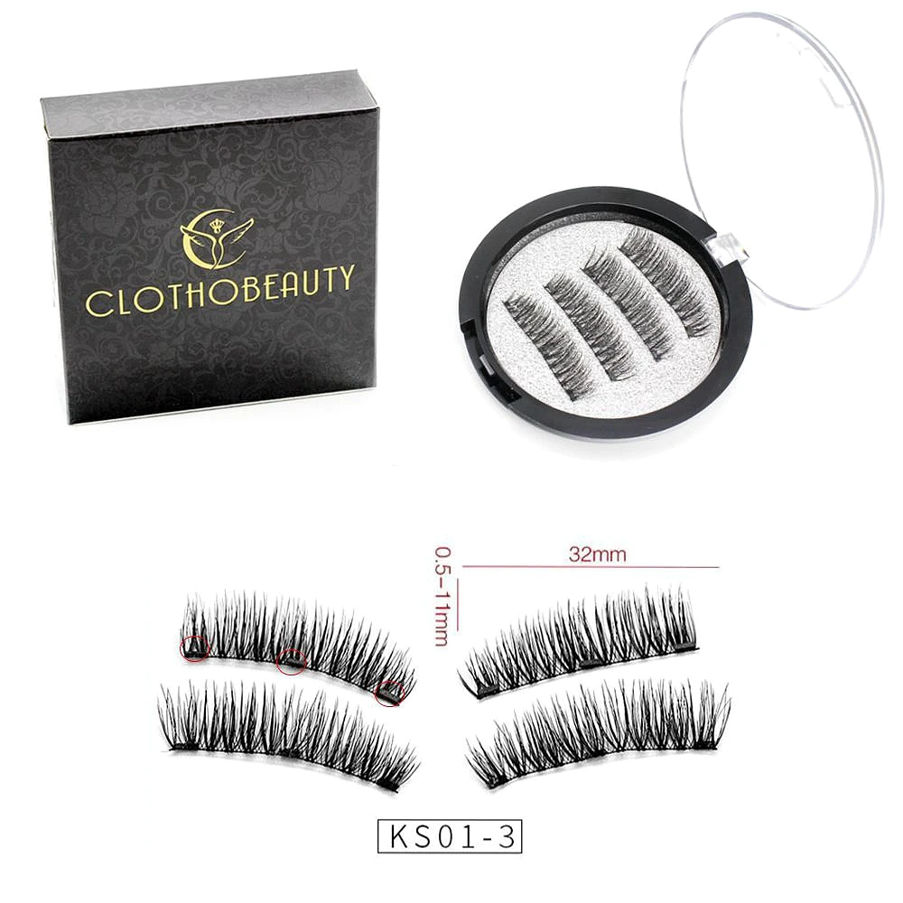 

3 Magnets 3D Magnetic Eyelashes Magnet Lashes Reusable False Eyelashes Handmade No Glue Fake Lashes Extension 4 pcs/set(KS01-3)
