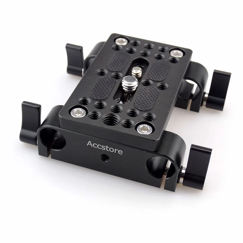 Best MAGICRIG Camera Quick Release Mounting Plate Tripod Mounting Plate with 15mm Rod Clamp Railblock for Rod Support DSLR Camera Rig